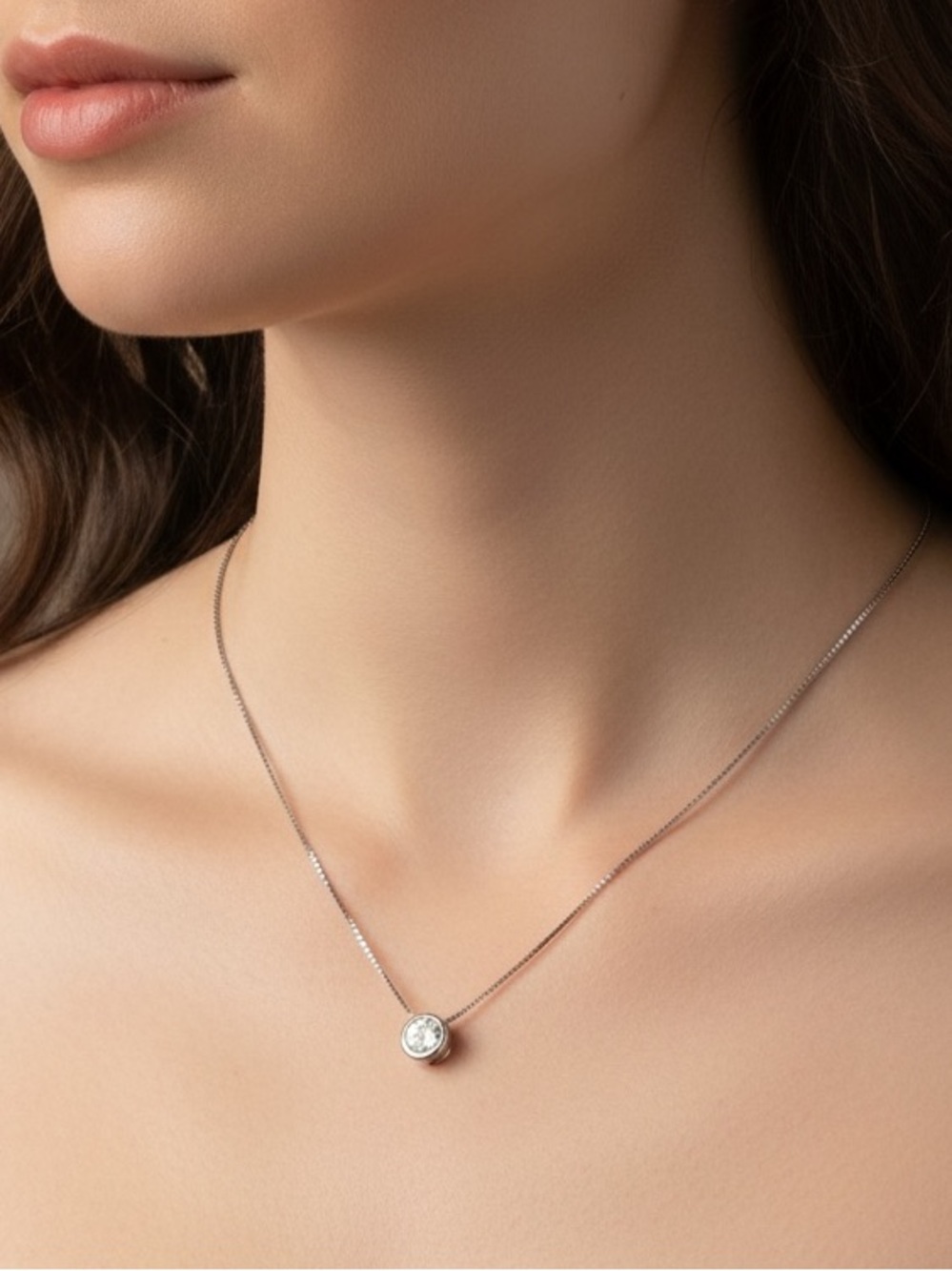 New ISABELLA M Sterling Silver Necklace
Clear Round CZ Pendant
16 - 18”
